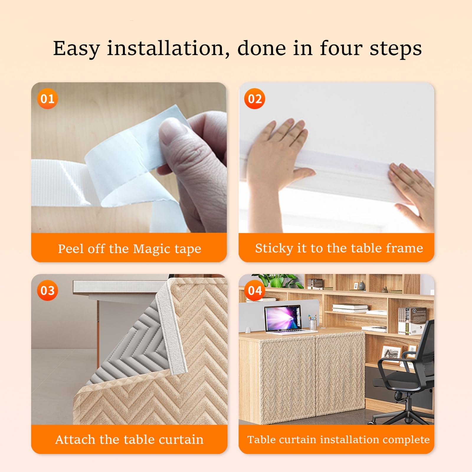 Tende per la privacy sotto la scrivania, pannello isolante termico per scrivania, copertura per finestra antiriflesso, ideale per studenti studio e ufficio domestico (beige, 50 x 75 cm)