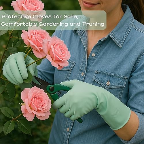 Miniatura 5 de Guantes de goma para lavar platos  4 pares de guantes de limpieza reutilizables para cocina y baño, impermeables y antideslizantes (grande)