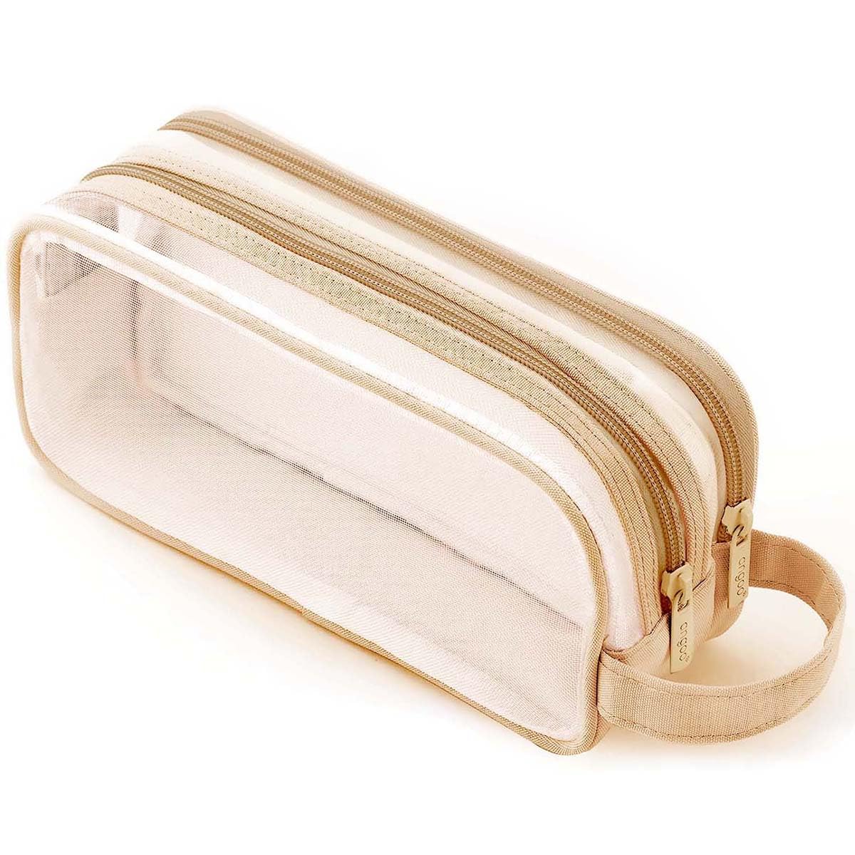 Clear Pencil Case for Exams Large Capacity Transparent Mesh Pencil Case with 2 Compartments Zipper