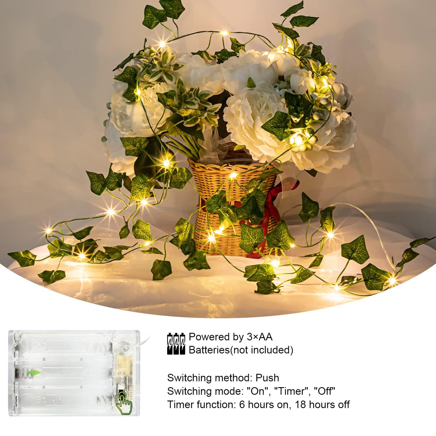A.bigwhale Lichterketten Efeu Knstlich, Lichterkette Innen 2m Efeugirlande  2 Stck, Grne Blatt Efeuranke mit 20 LED Licht, Lichterkette Batterie,  Pflanzen Dekoration fr Hochzeit Party : Amazon.de: Beleuchtung