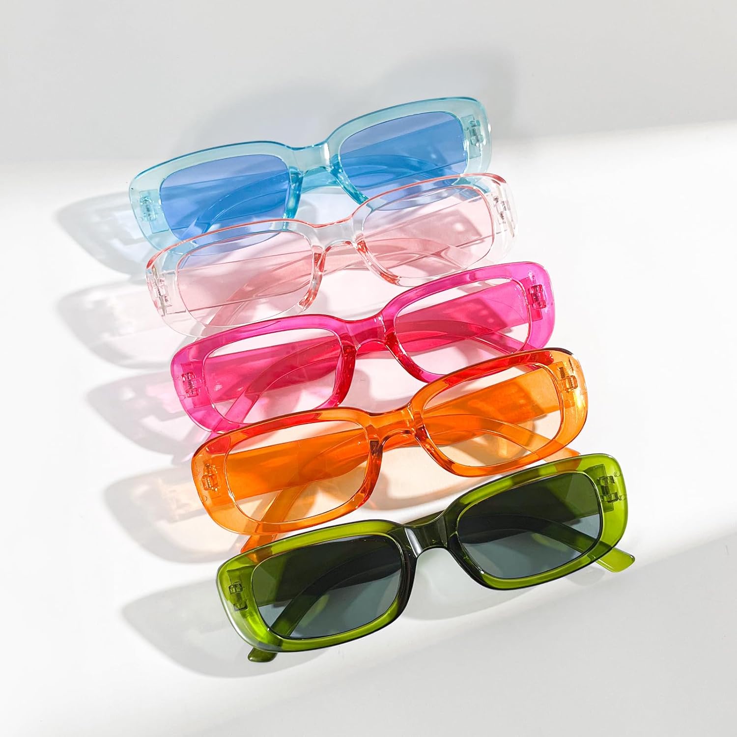 10/20 Pack Retro Narrow/Chunky Rectangle Sunglasses for Women Men 90s Trendy Aesthetic Y2K Square Party Glasses - Image 4