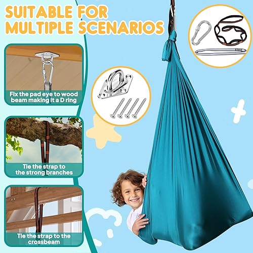 Miniatura 7 de Chihee Columpio Sensorial Terapéutico Hamaca para Interiores y Exteriores para Niños, Herrajes Incluidos, Columpio Suave y Transpirable de Nailon