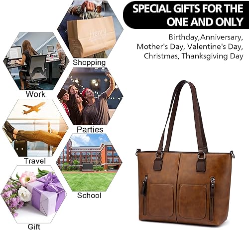 Miniatura 8 de LOVEVOOK Bolso de mano para mujer, bolso grande de hombro, bolsas de trabajo de cuero con múltiples bolsillos, bolso de diseño Hobo