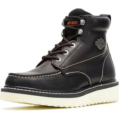 Harley-Davidson mens Beau Leather Motorcycle Casual Wedge Boot
