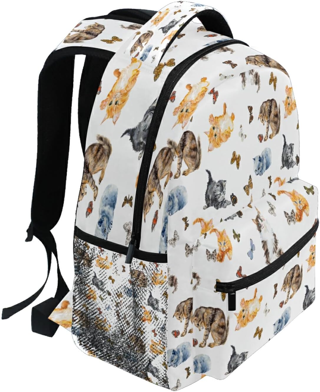 Nander Laptop Travel Backpack Cute Cats Hunts On Butterfly Large Capacity Business College Student School Bookbags