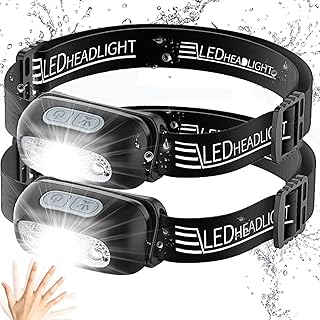 Led headlamp Rechargeable（2 Pack),Head Lamp 500 lumens Motion Senser Headlight 5 Lighting Modes IPX4 Waterproof, Lightweight Lampe Frontale Flashlight for Running,Fishing