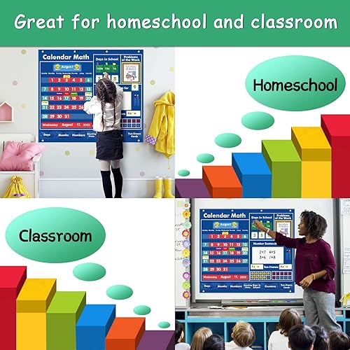 Miniatura 7 de KIKIGOAL Calendario diario de matemáticas para el aula, tabla de bolsillo educativa, materiales didácticos para actividades diarias de matemáticas,