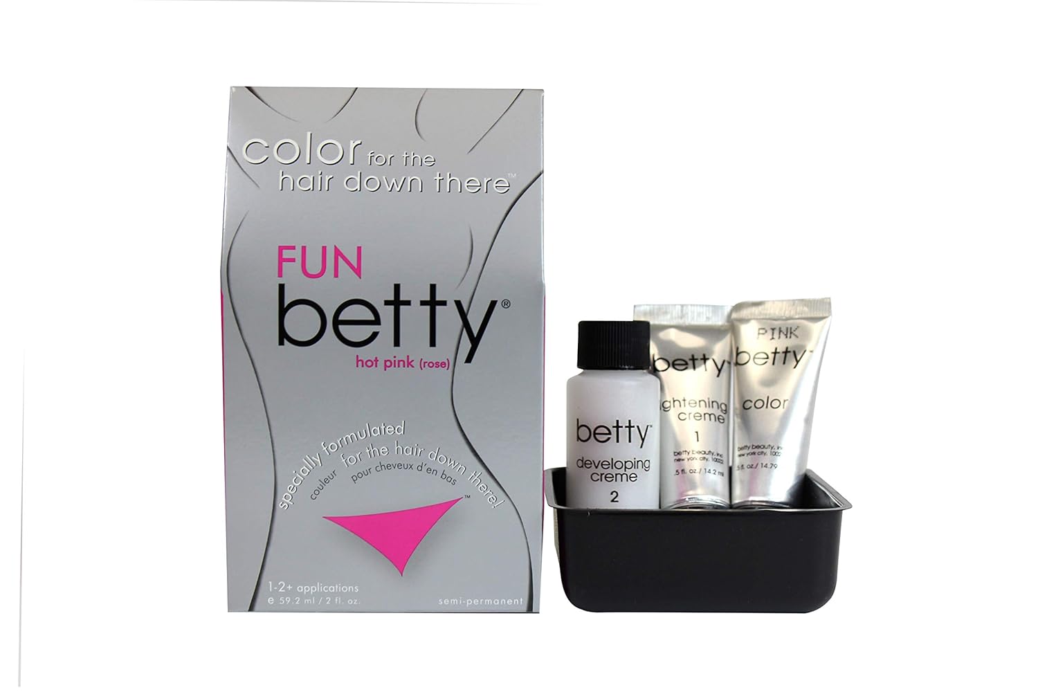Fun Betty - Hair Color for the Hair Down There Kit, Hot Pink (3-Pack)