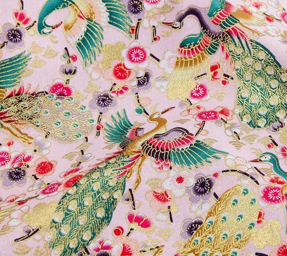 VIXDA 50x145cm Japanese Kimono Bronzed Fabric Sushi Cherry Blossoms Print Cotton Cloth DIY Materials Patchwork Accessories for Sewing
