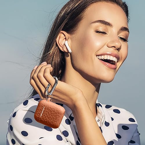 Vista 190 de Funda para Airpods de 2ª y 1ª, silicona suave, leopardo, compatible con Apple AirPods de 2ª/1ª generación de carga con llavero, a prueba de golpes