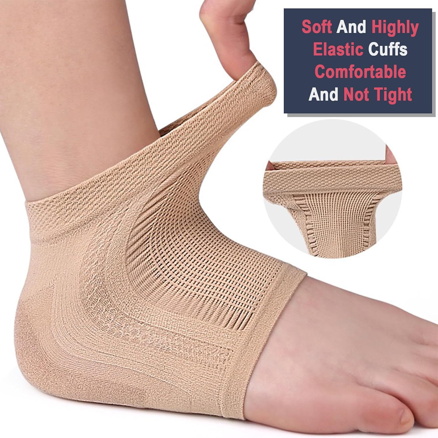 Cracked Heel Treatment Repair Socks - 2Pair of Premium Padded Compression Gel Sleeve/Sock for Dry Feet Treatment, Spa Moisturizing Heel Socks for Repairing (One Size fits Most)