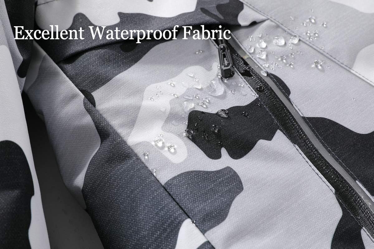 Vista 5 de Chaqueta de esquí impermeable con capucha para hombre, abrigo cálido de nieve para el invierno