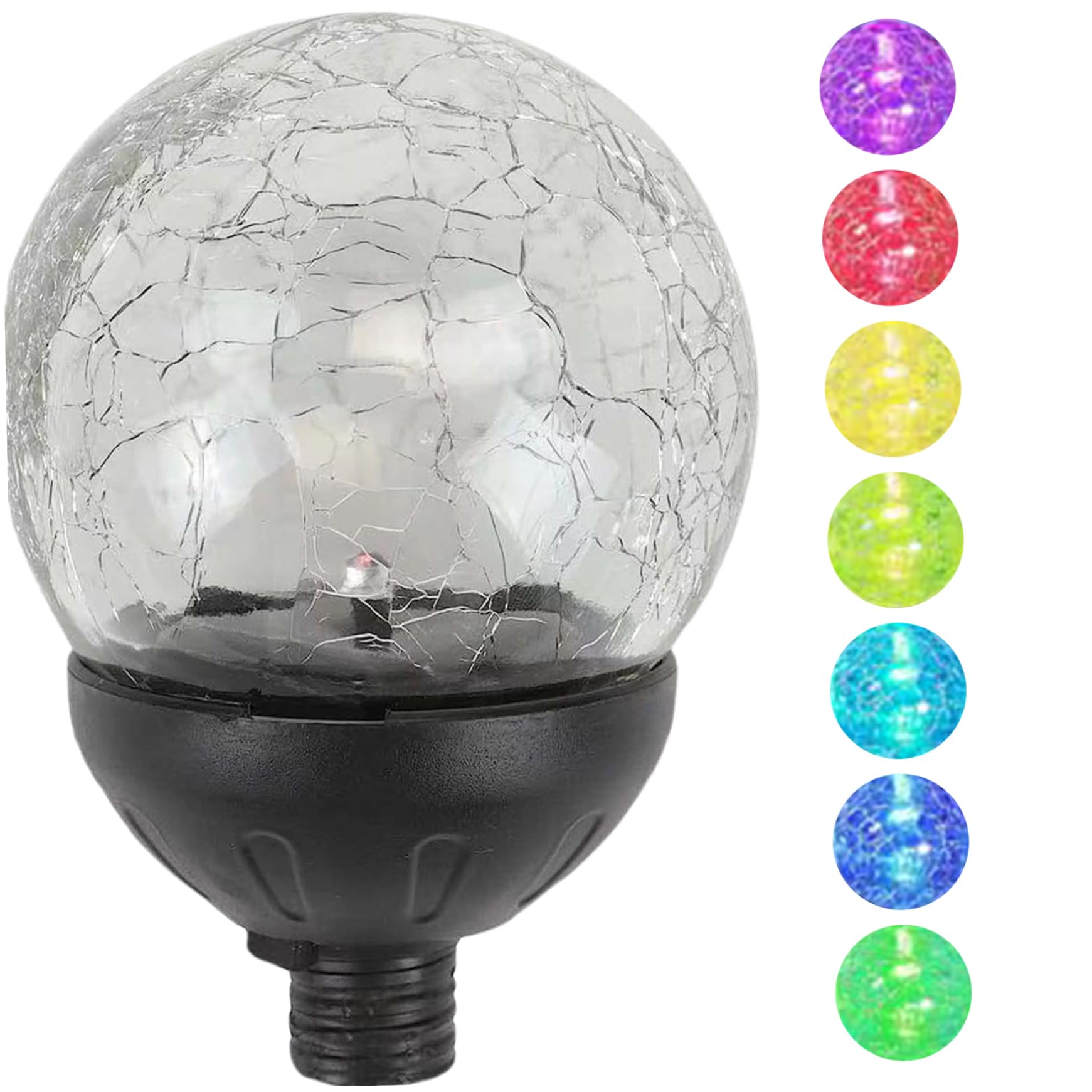 Replacement Solar Light Parts, 7 Colors LED Solar Wind Spinner Glass Light Bulb with Switch, Waterproof Solar Light Replacement Top for Wind Spinners Outdoor Solar Ball Solar Light Replacement Top Sol