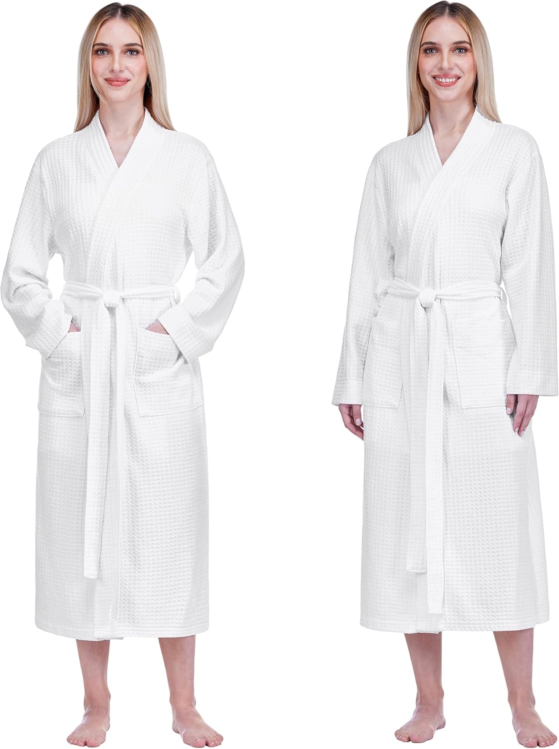 PAVILIA Women Waffle Knit Kimono Robe, Soft Cozy Breathable Lightweight Long Bathrobe with Side Pockets for Shower Spa House - Image 2