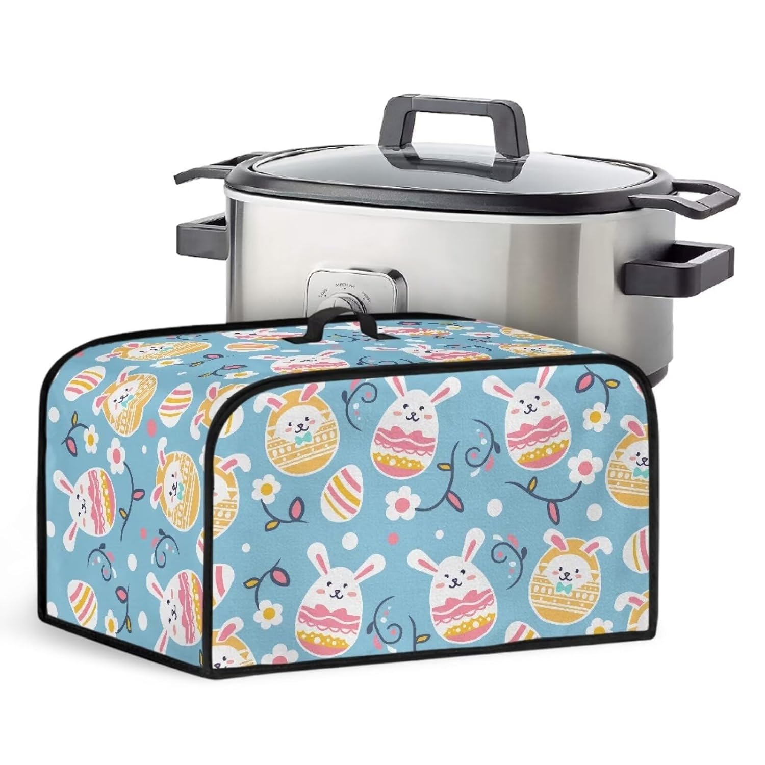 Easter Egg Bunny Slow Cooker Cover Universal Fit for Most Crock Pots Appliance Protective Cover Durable Crock Pot