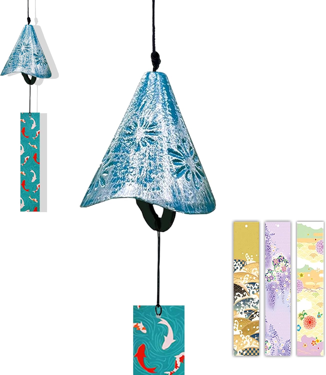 Wind Chime, Ironware, Handmade, Includes 4 Strips, Japanese Style, Elegant Sound, Calm and Durable, Summer Festival, Bon Festival, Veranda, Garden, Indoor Window, Popular as a Gift for Summer (Ice