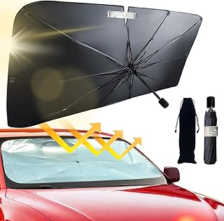 Car Windshield Sun Shade Umbrella - Foldable Car Umbrella Sunshade Cover UV Block Car Front Window (Heat Insulation Protection) for Auto Windshield Covers Most Cars (Large)