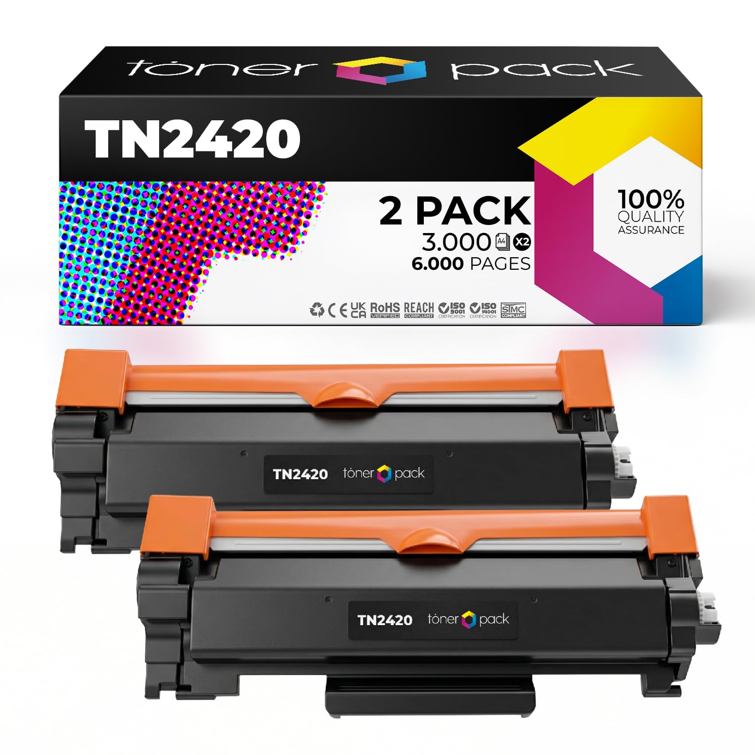 Cartuchos de Tóner Compatibles TN2420 para Brother MFC-L2710DW HL-L2310D HL-L2350DW (2 Unidades)