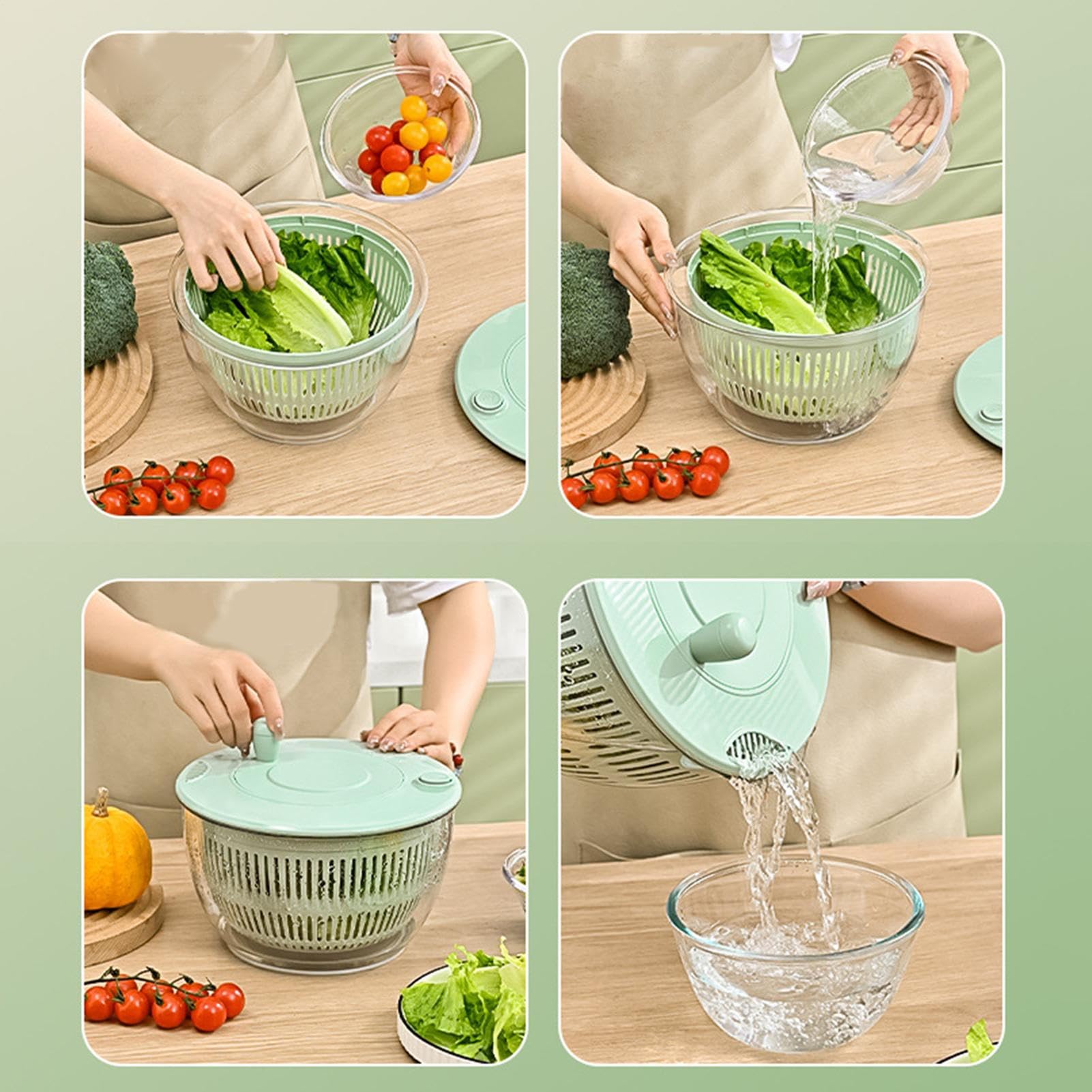 Salatschleuder Und Allesschneider - Waschmaschine Und Trockner Für Salat - Waschschüssel Schleuder Sieb Reibe Für Küche, Für Gurke Knoblauch Kartoffel Zubereitung