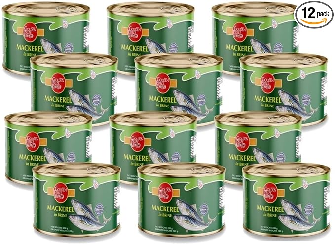 Golden Prize Mackerel in Brine, 200g (Pack of 12)