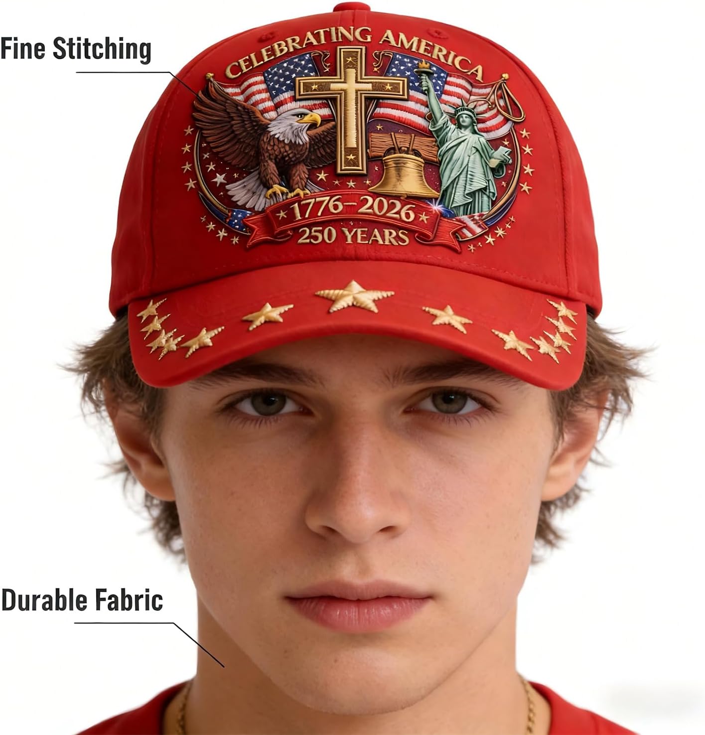 250 Anniversary USA Hat, Adjustable 250 Year American Anniversary Cap, Patriotic Retro Printing Cap for Men - Image 3