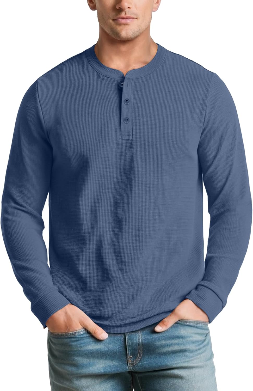 Zengjo Mens Long Sleeve Henley Shirts Casual 3-Button Cotton-Poly Blend T-Shirts - Image 4
