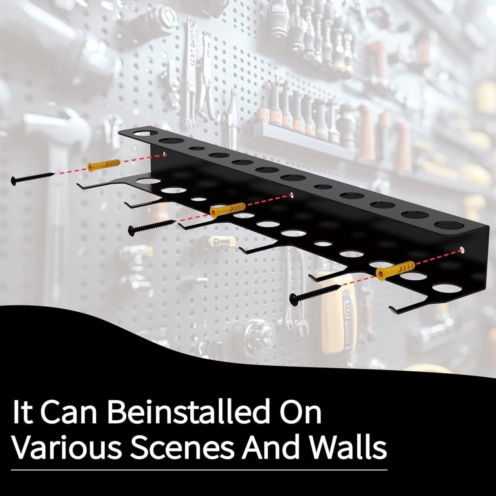 Soporte de Pared para Cepillos de Detailing - Almacenamiento de Alta Resistencia y Ahorro de Espacio con Ganchos | Organizador para Suministros de Detallado - para Hogar Garaje Taller de Lavado