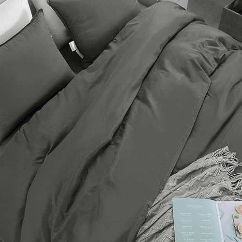 Miniatura 7 de HOMBYS Funda de edredón extragrande King de 120 x 120 pulgadas, funda de edredón gris de microfibra ultra suave para todas las estaciones con cierre