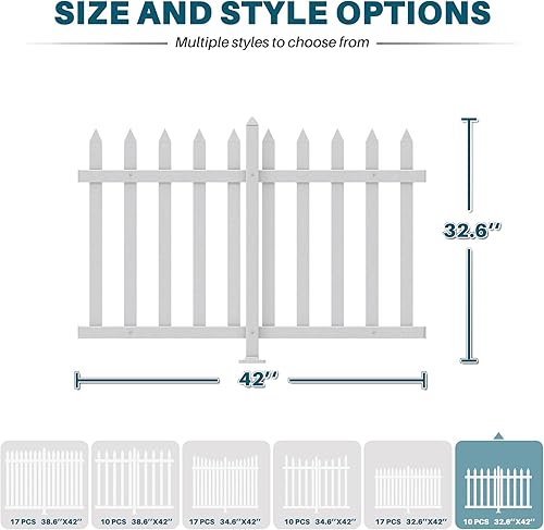 Miniatura 31 de Coarbor 1 juego de valla de vinilo de 84 x 30 pulgadas, valla decorativa de PVC blanco para patio, patio al aire libre, barrera para mascotas, valla