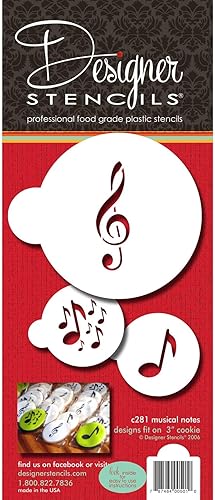 Designer Stencils C281Musical Cookies Stencil, Beigesemitransparente by Designer Stencils disponible en Yaxa Peru