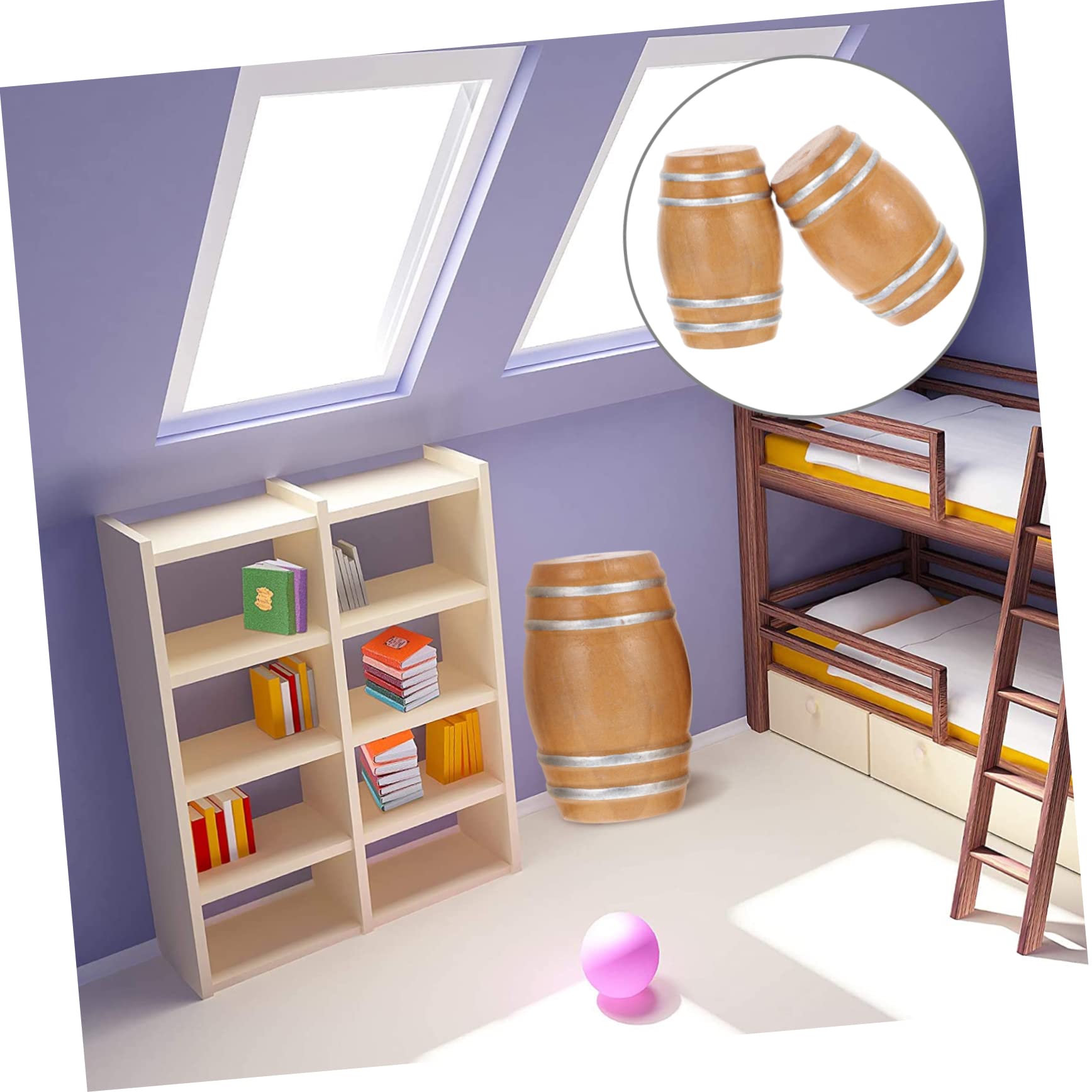 Mini Barriles De Madera Para Casa De Muñecas – Con Copas, Decoración Para Bares En Miniatura