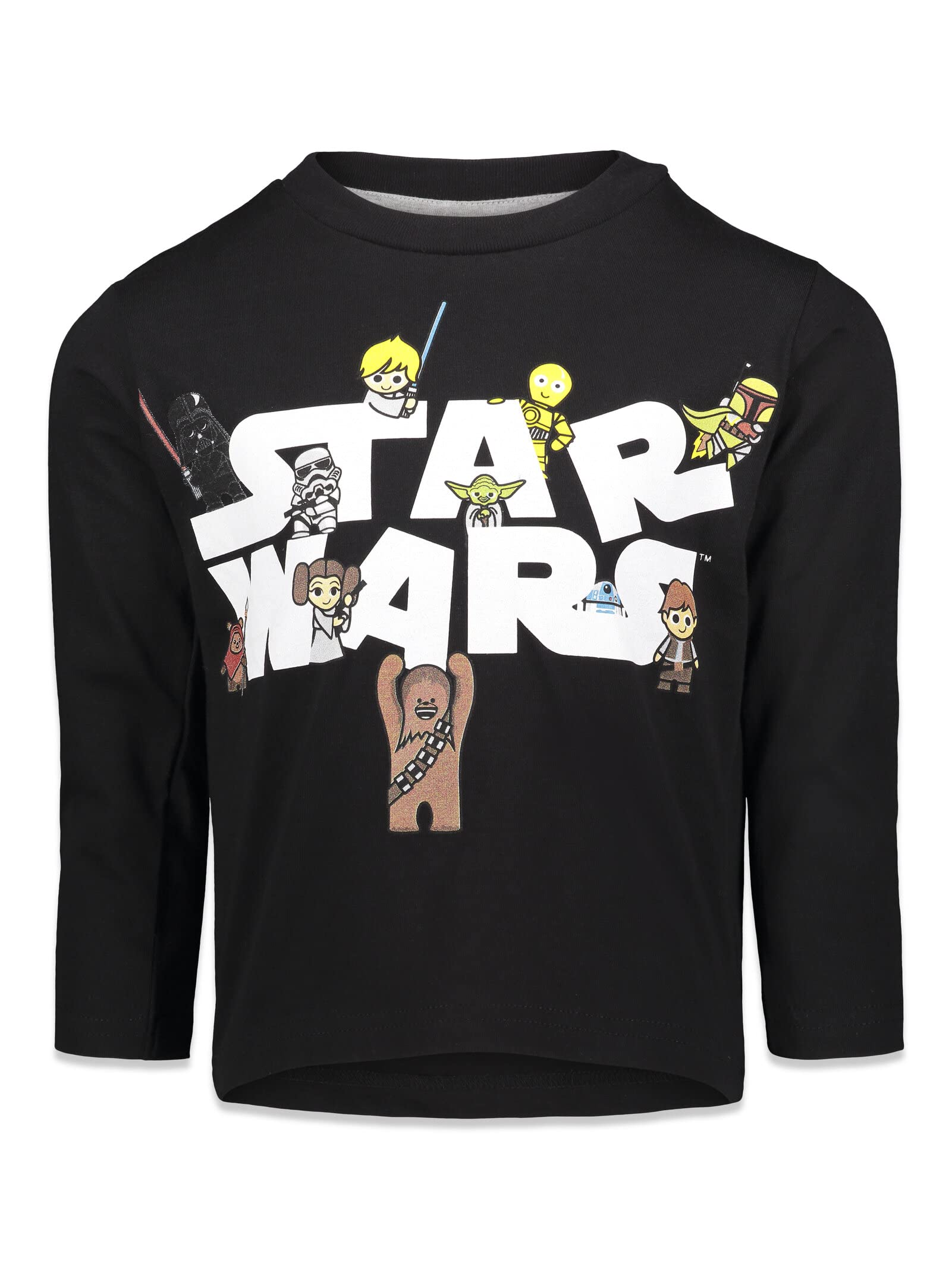 Star Wars Toddler Boys 2 Pack Long Sleeve Graphic T-Shirts Black/Grey 4T