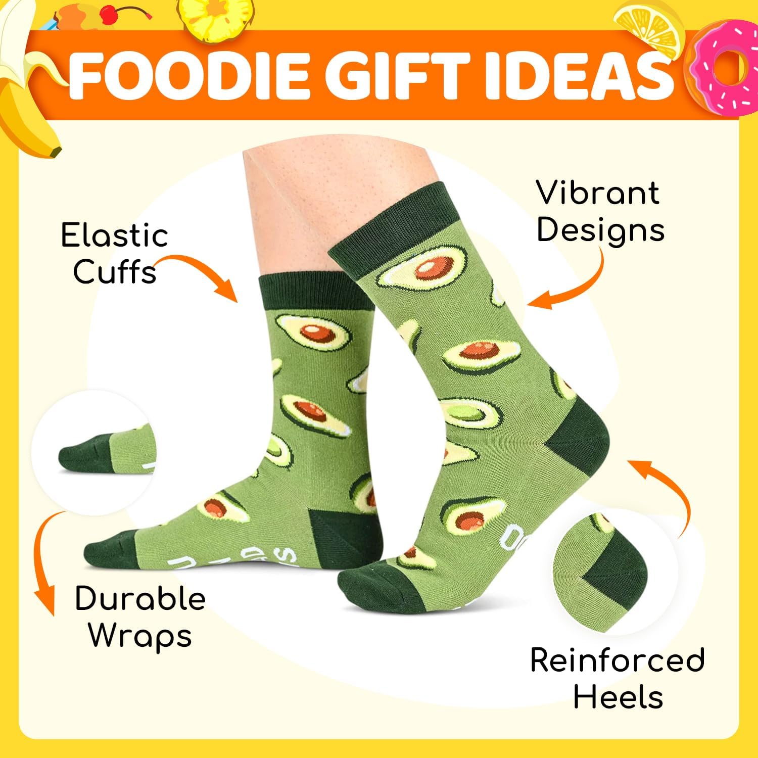 Zmart if You Can Read This - Popcorn Pickle Bacon Avocado Sushi Pizza Socks Gifts for Men - Image 4