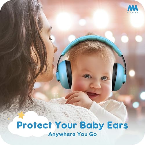 Miniatura 34 de Auriculares con cancelación de ruido para bebés y niños pequeños, orejeras Mumba para bebés, de 3 a 24 meses en adelante Cielo/Amarillo
