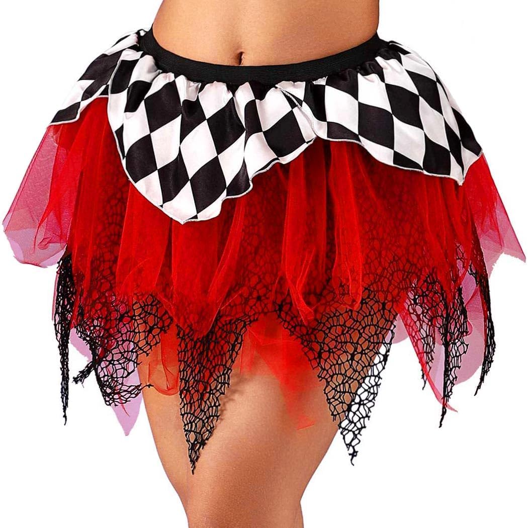 Nicute Halloween Skirt Black and Red Tulle Skirts Day of The Dead Costume for Women