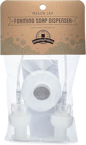 Miniatura 3 de Jarmazing Products Tapas dispensadoras de jabón espumoso Mason Jar - Incluye calcomanías impermeables! - Blanco - Paquete de 2