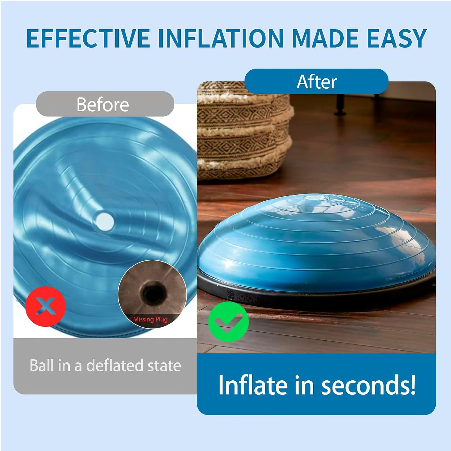 Exercise Ball Pump Compatible with Bosu Balance Trainer, Hand Air Pump for Exercise Ball, Portable Hand Pump for Inflatables, for Fitness and Yoga Balls Inflator