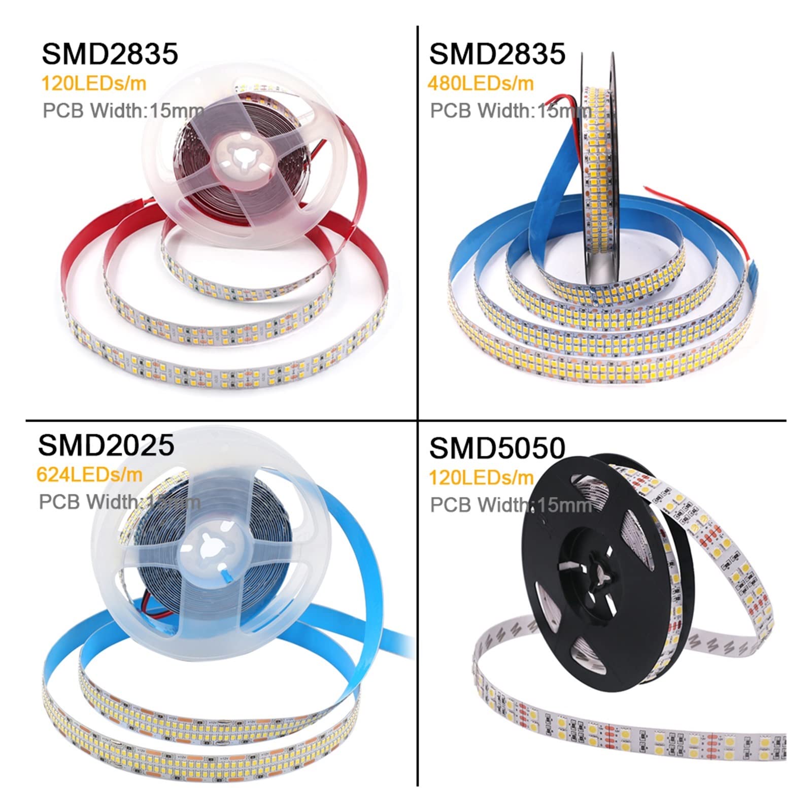 Taśma świetlna LED SMD 2835 5050 2025 240 LED 120 LED 480 LED 624 LED super jasna elastyczna taśma LED Pixel Ribbon Tape (zimna biel, SMD5050 120LED_5M 12V)