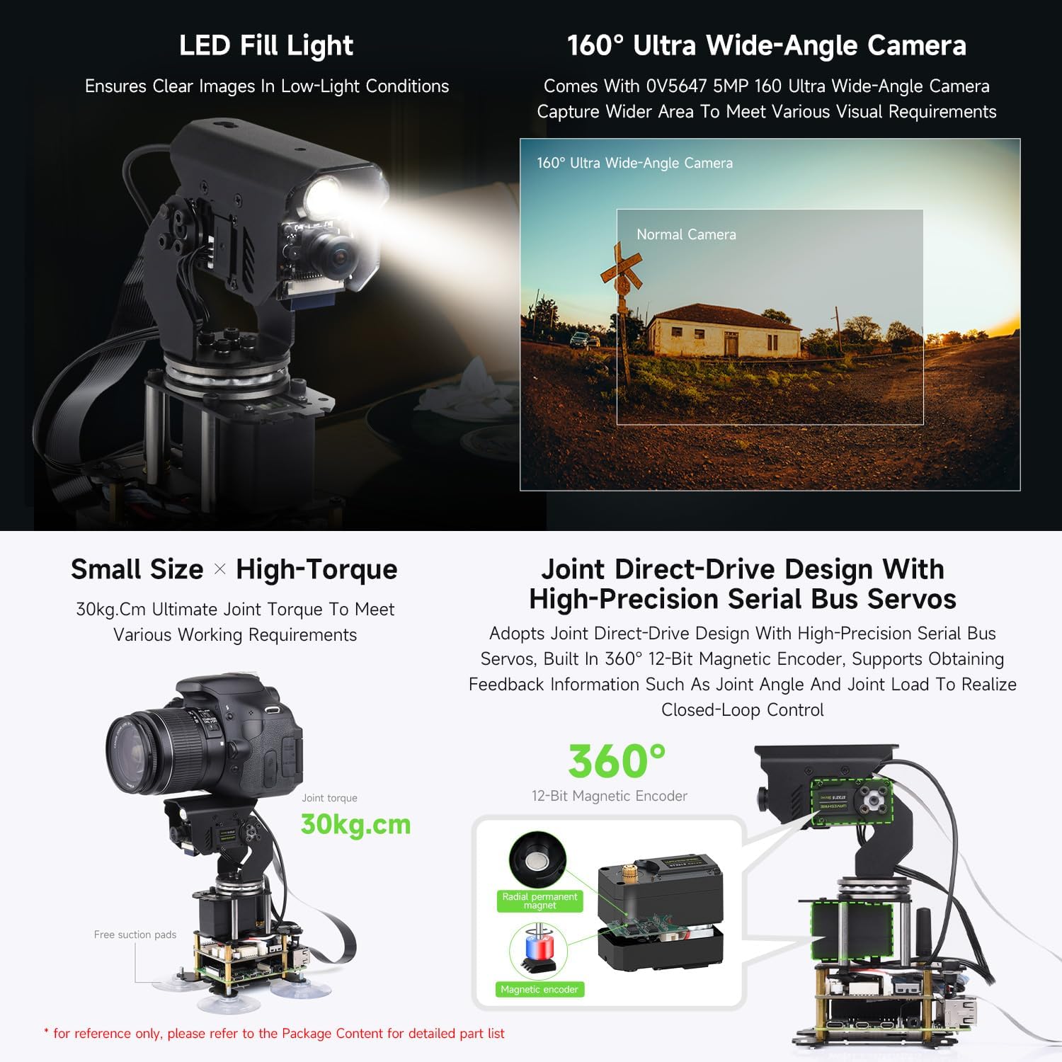 Waveshare 360° Omnidirectional High-Torque 2-Axis Expandable Pan-Tilt Camera Module, Compatible with Raspberry Pi 4B / 5, Driven by Serial Bus Servos, Based On General Driver Board for Robots