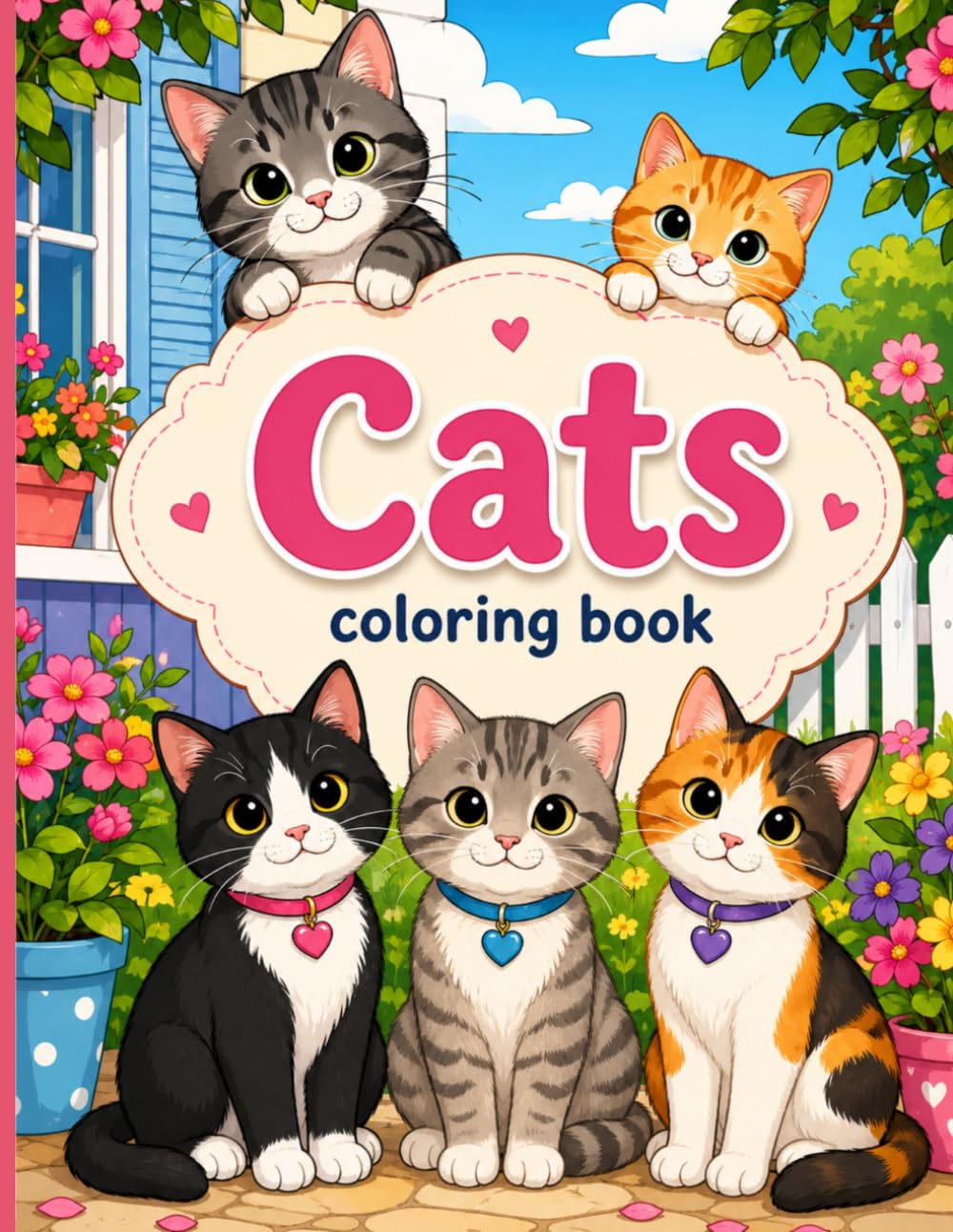 Cats: A Relaxing Coloring Book for Kids and Adults Featuring Cute, Playful, and Adorable Cat Designs