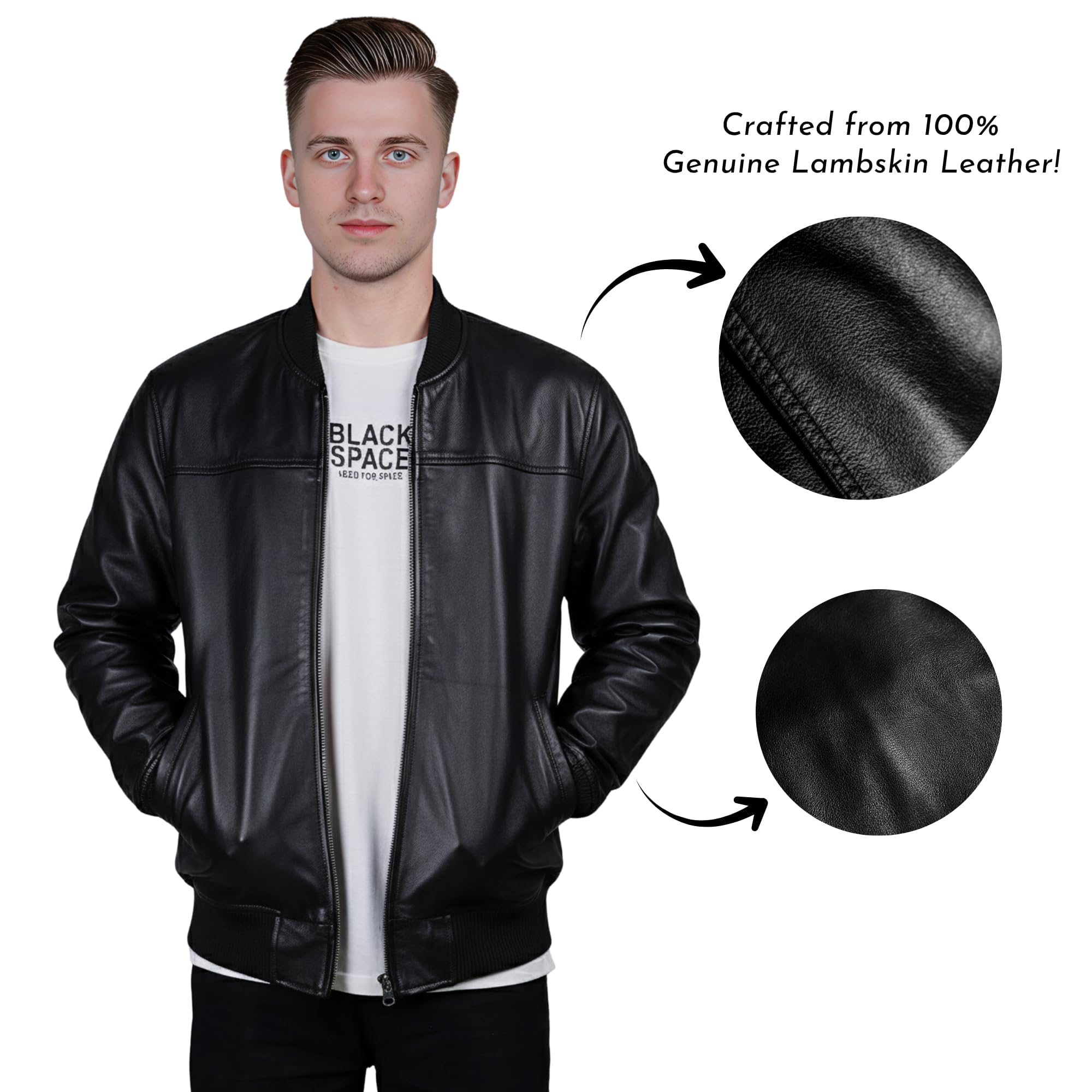 Bomberjacke Herren schwarz echtes Lammfell Lederjacke für Männer Neuheit Style …