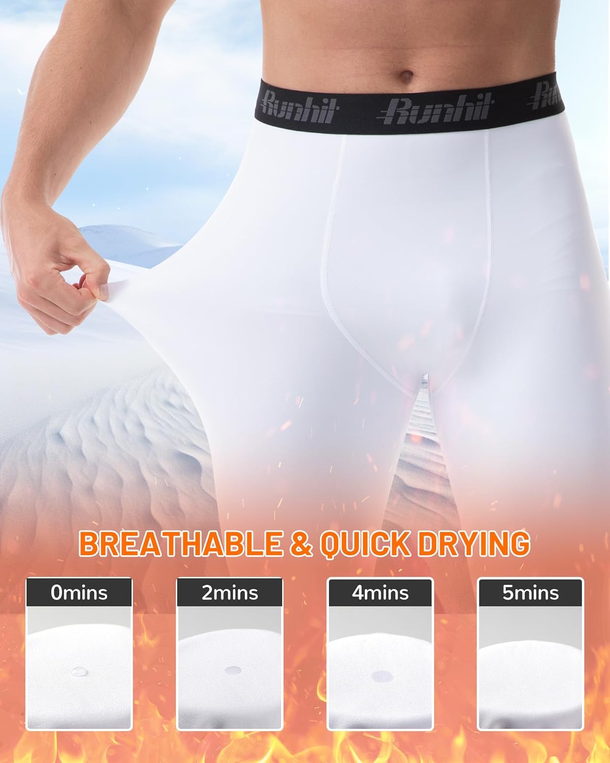 Runhit Men's Thermal Compression Pants Fleece Lined Sports Tights Athletic Leggings Base Layer Bottoms Cold Weather Gear - Image 5