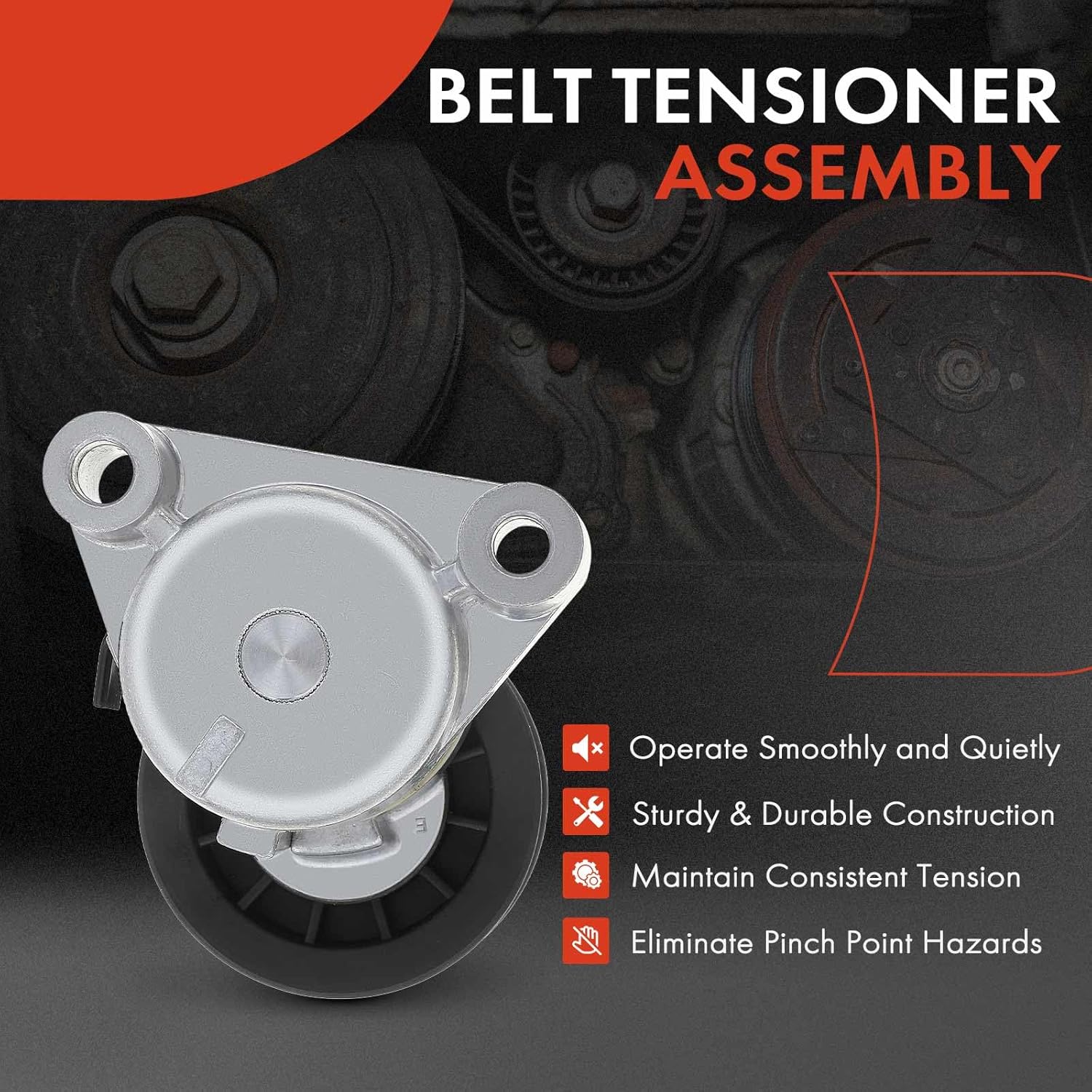 A-Premium Belt Tensioner Assembly with Pulley Compatible with Chevrolet Silverado Suburban Avalanche & GMC Sierra 2500 HD 3500 Classic, Yukon XL 2500, Replace# 2086262, 12580828