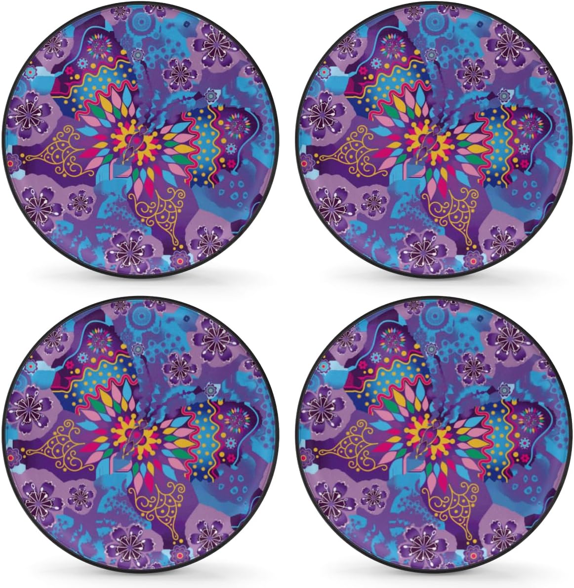 Art Butterfly Tire Covers Portable Spare Tire Cover Soft Durable Waterproof Dustproof Set of 4 Bags 15 Inches for Car Truck SUV Trailer Camper