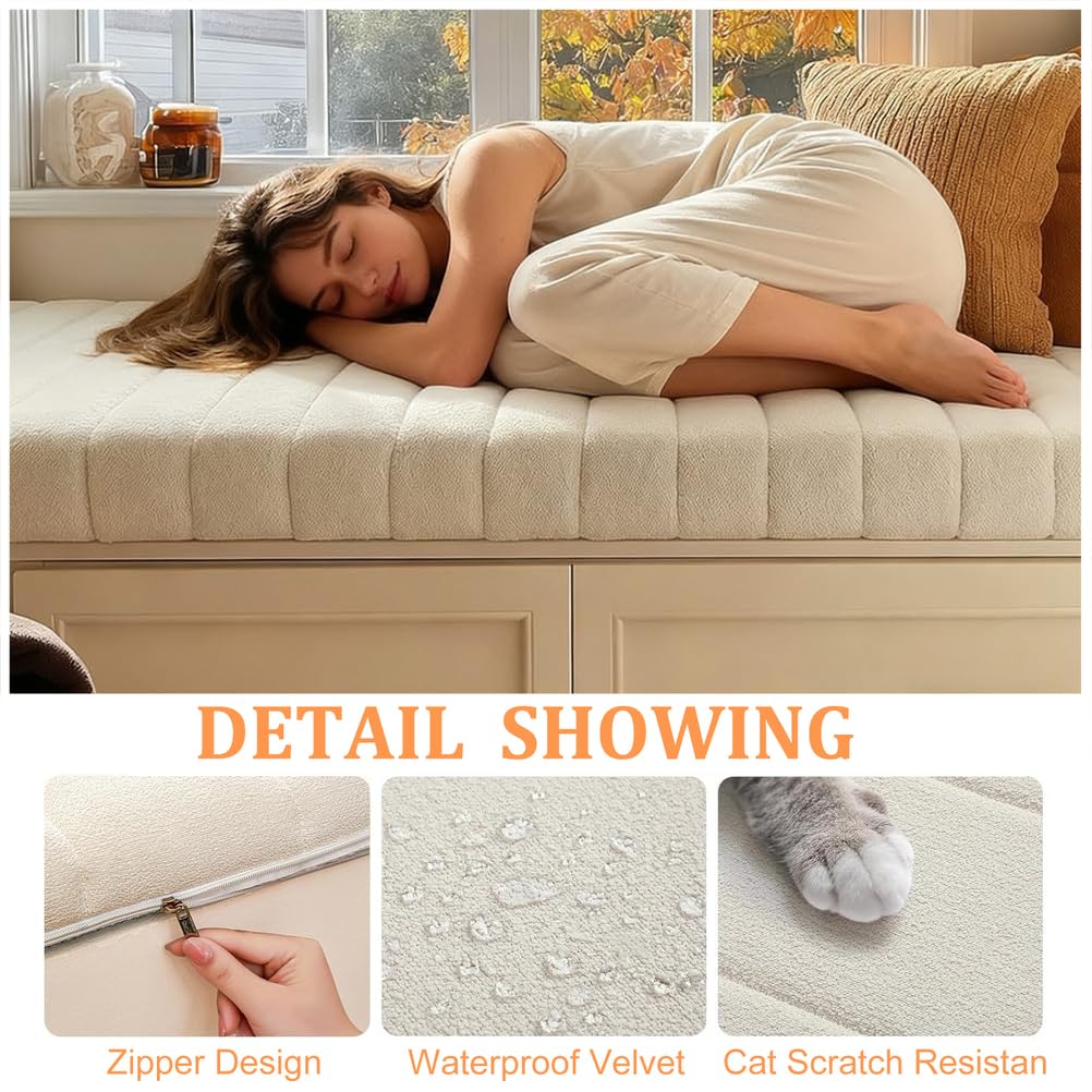 Générique Coussin De Banc 120x40 100x40 80x40 160x40 40x40 1/2/3 Places 4,5 Cm D'épaisseur Lavable Déhoussable Et Antidérapant Coussin pour Banc pour Intérieure Et Extérieure,Marron,40x120cm