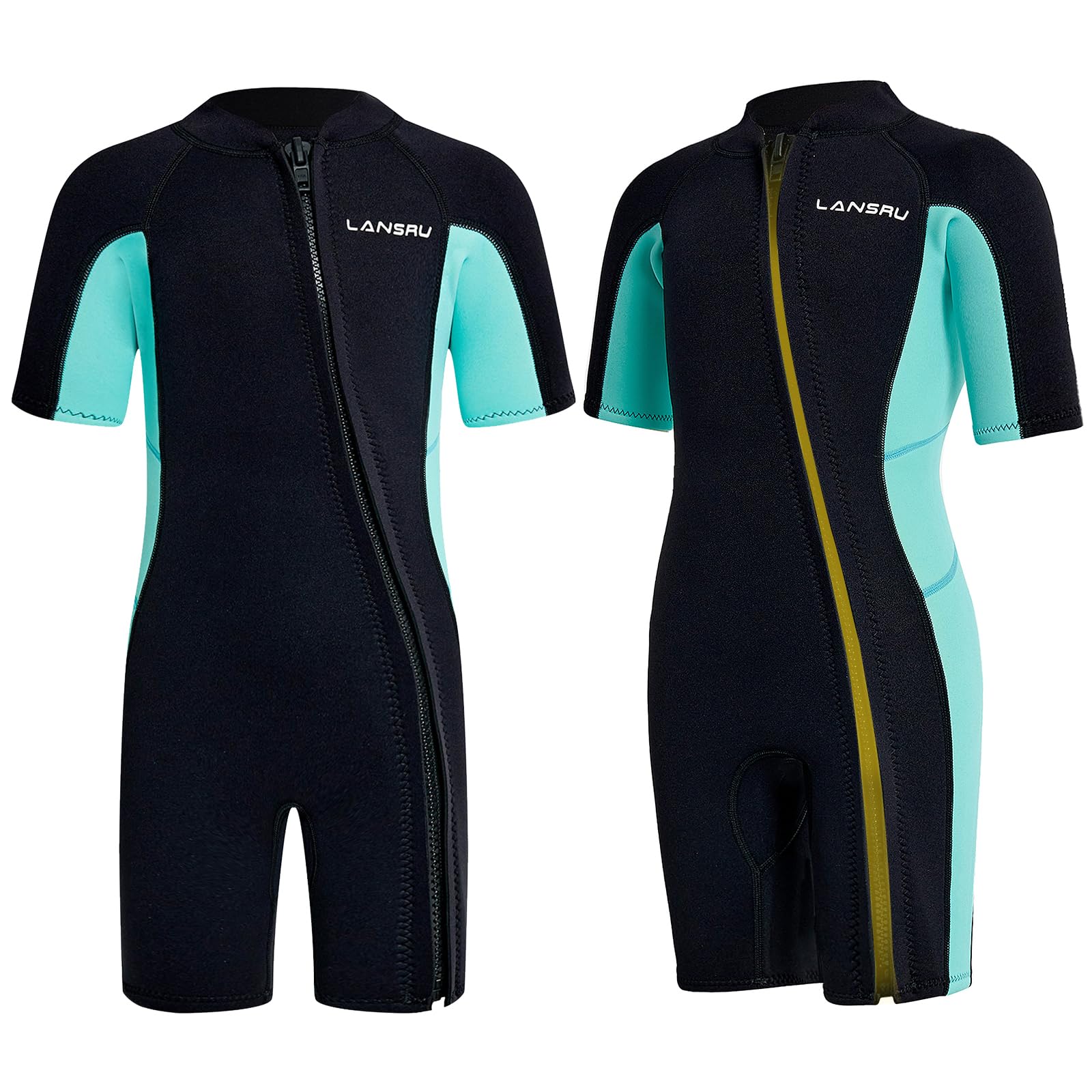Muta in neoprene per bambini – 2,5 mm SCR, tuta corta sicura con protezione UV, cerniera anteriore obliqua, mantiene gli adolescenti caldi in acqua fredda