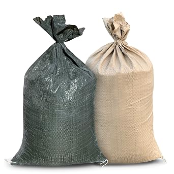 Sandbags for Flooding - NO TIE String - 14" x 26" - Empty, Woven Polypropylene, UV Resistant 14" x 26", Beige, 100