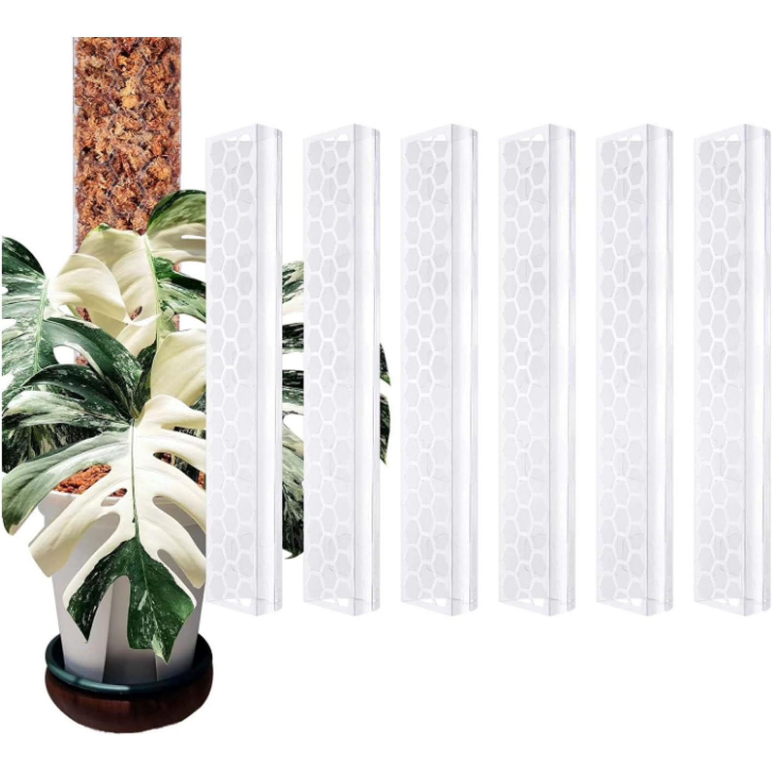 Lot de 4 bâtons de mousse en plastique empilables pour Monstera et plantes grimpantes, idéal pour les amateurs de jardinage d'intérieur et d'extérieur (43,2 cm)