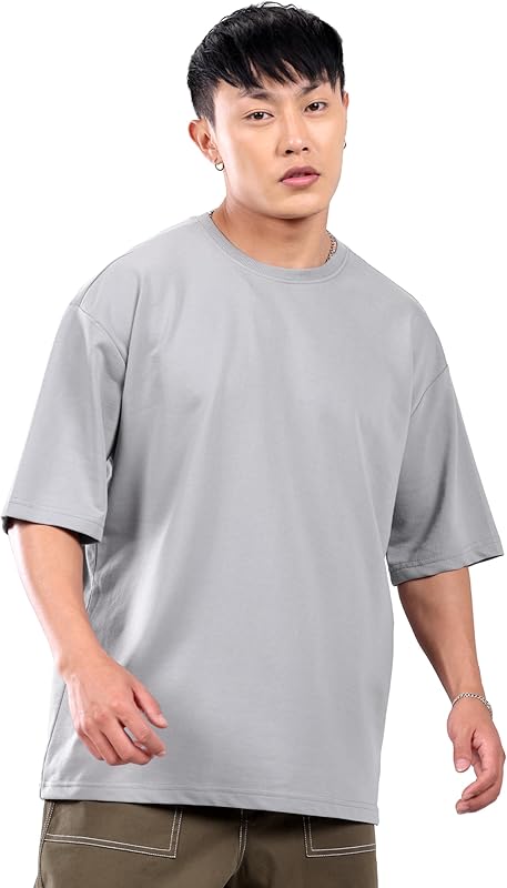 Beyoung Black Solid Oversized Drop-Shoulder Tee