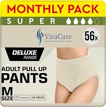 56 x Cream Super Incontinence Pants Women, Adult Nappies | High Absorption, Anti-Leakage, Soft-Stretch Waistband, Breathable, Discreet Fit, Adult Diapers, Medium Size 4 Packs of 14